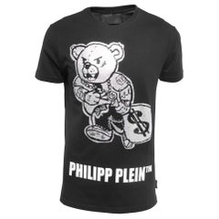 Philipp Plein Homme - Maglietta girocollo in cotone impreziosita da orsetto nero L