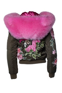 Philipp Plein, bomber con cappuccio e ricamo floreale