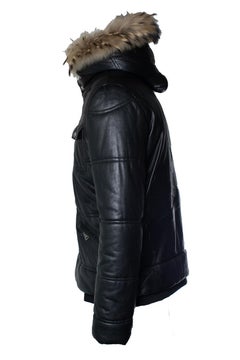 Philipp Plein, hooded leather bomber with fur