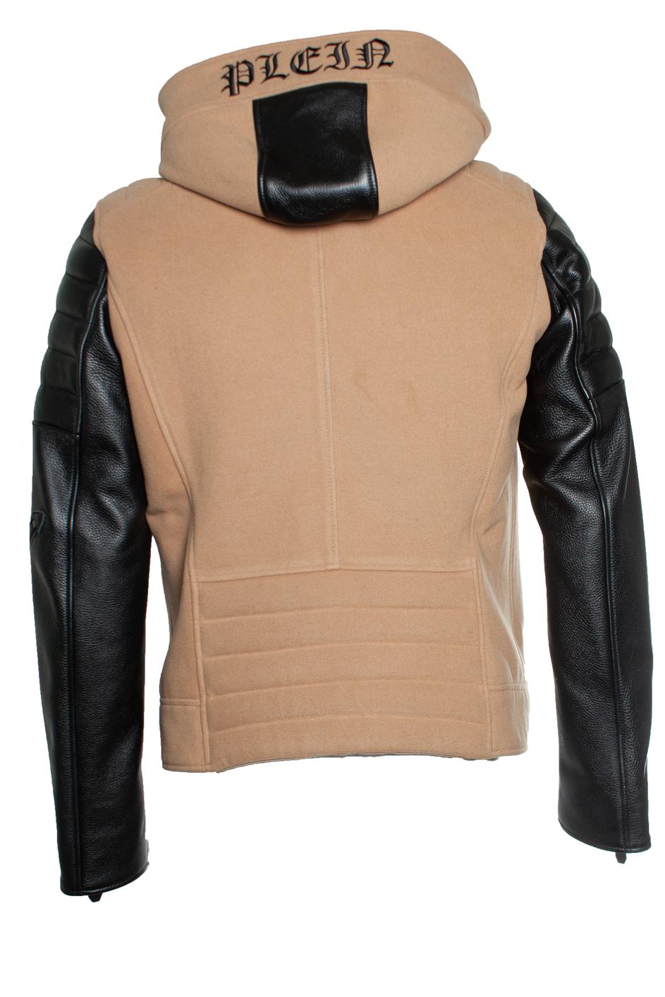 Brown Philipp Plein, hooded wool jacket For Sale