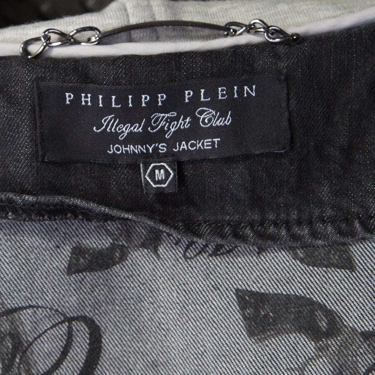 Philipp Plein Illegal Fight Club Black Textured Leather and Denim Johnny's  Jacke at 1stDibs | illegal denim, philipp plein crocodile jacket, philipp  plein illegal fight club jeans