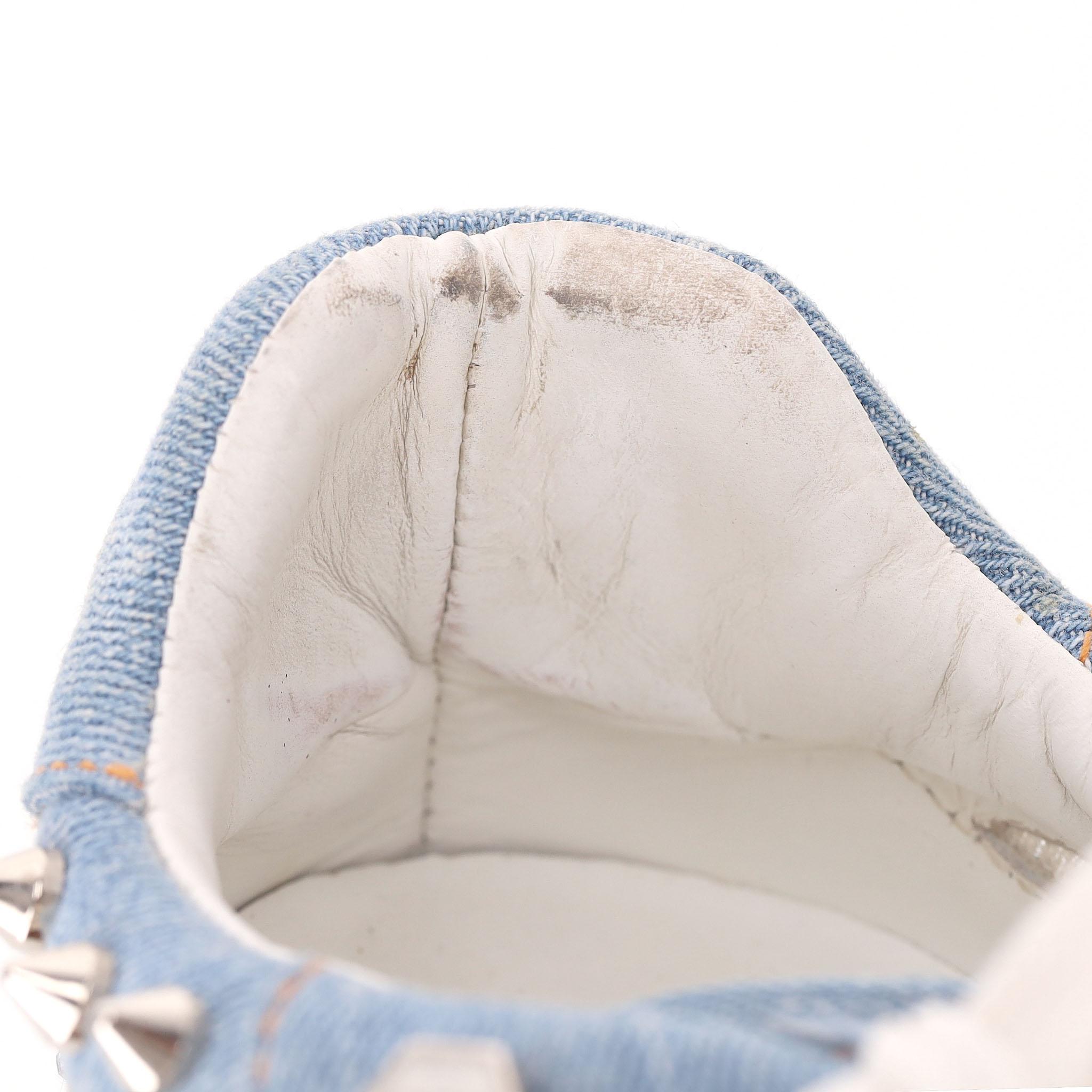 Philipp Plein Denim-Sportschuhe mit Spitze, Kristallen und Nieten verziert im Angebot 6