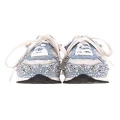 Philipp Plein Lace, Crystal & Stud Embellished Denim Trainers