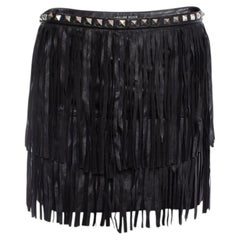 Philipp Plein, leather fringe mini skirt