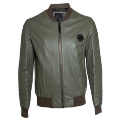 Philipp Plein, leather jacket in kaki