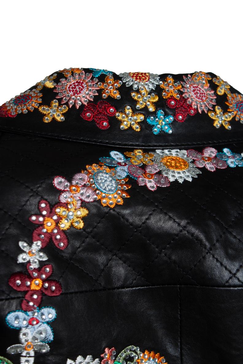 Philipp Plein, leather jacket with embroidery For Sale 1