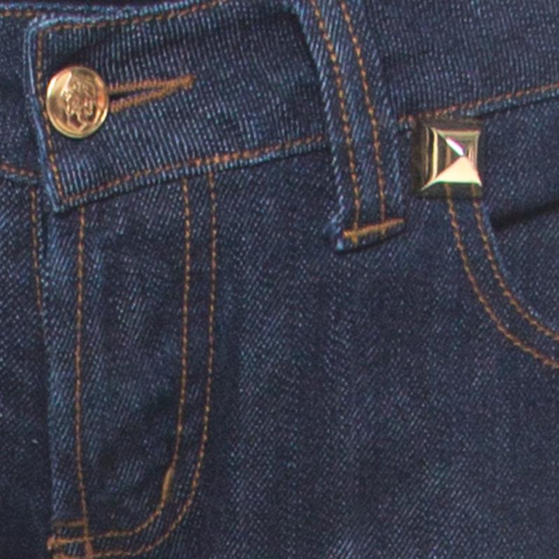 Black Philipp Plein Limited Edition Indigo Denim Rockstud Embellished Fitted Jeans M For Sale