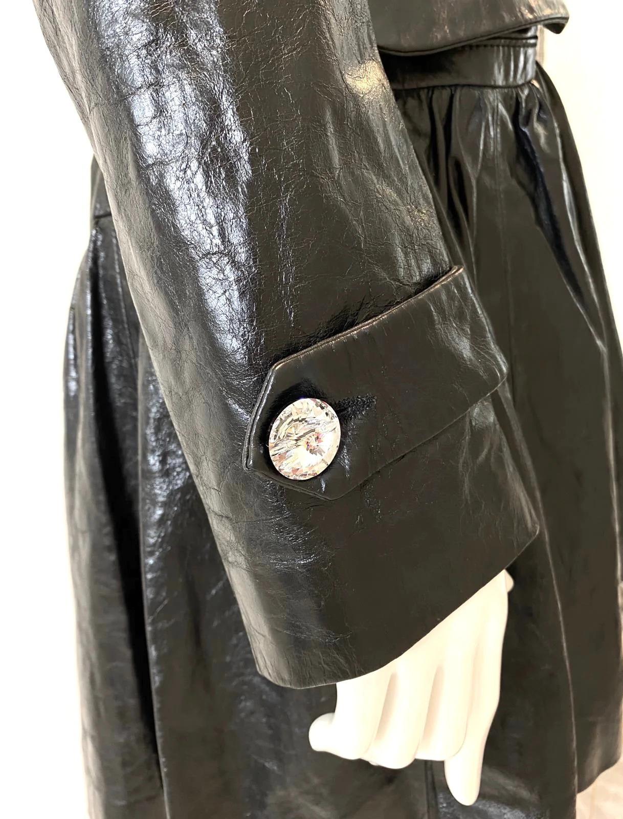 Philipp Plein Ltd Edition Logo Leather Trench Coat For Sale 2