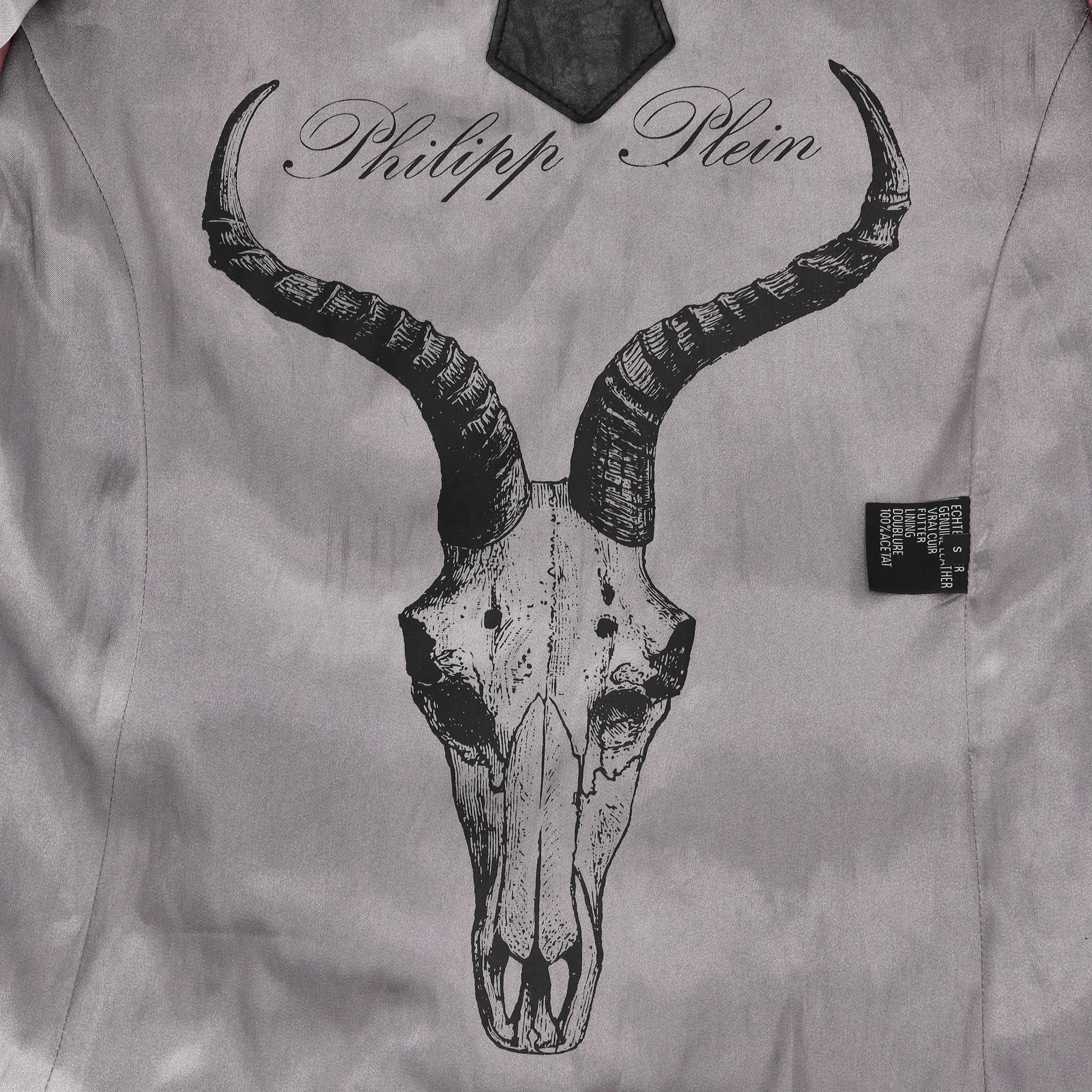 Philipp Plein Ltd Edition Logo Trench in pelle in vendita 2