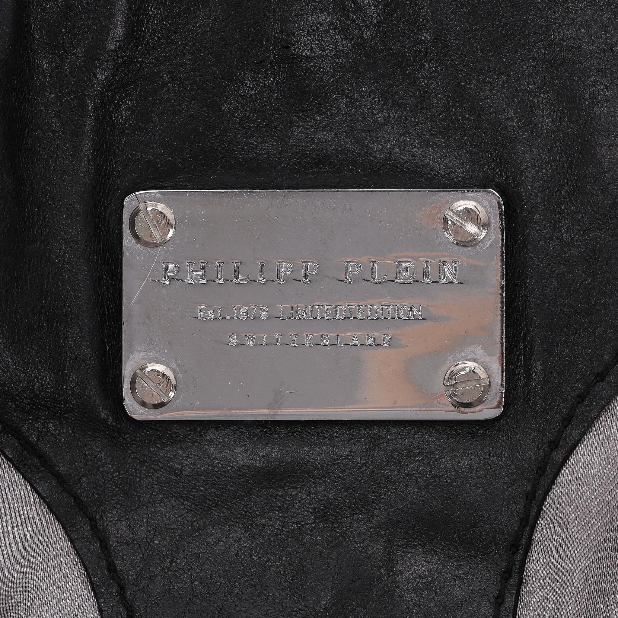 Philipp Plein Ltd Edition Logo Trench in pelle in vendita 3