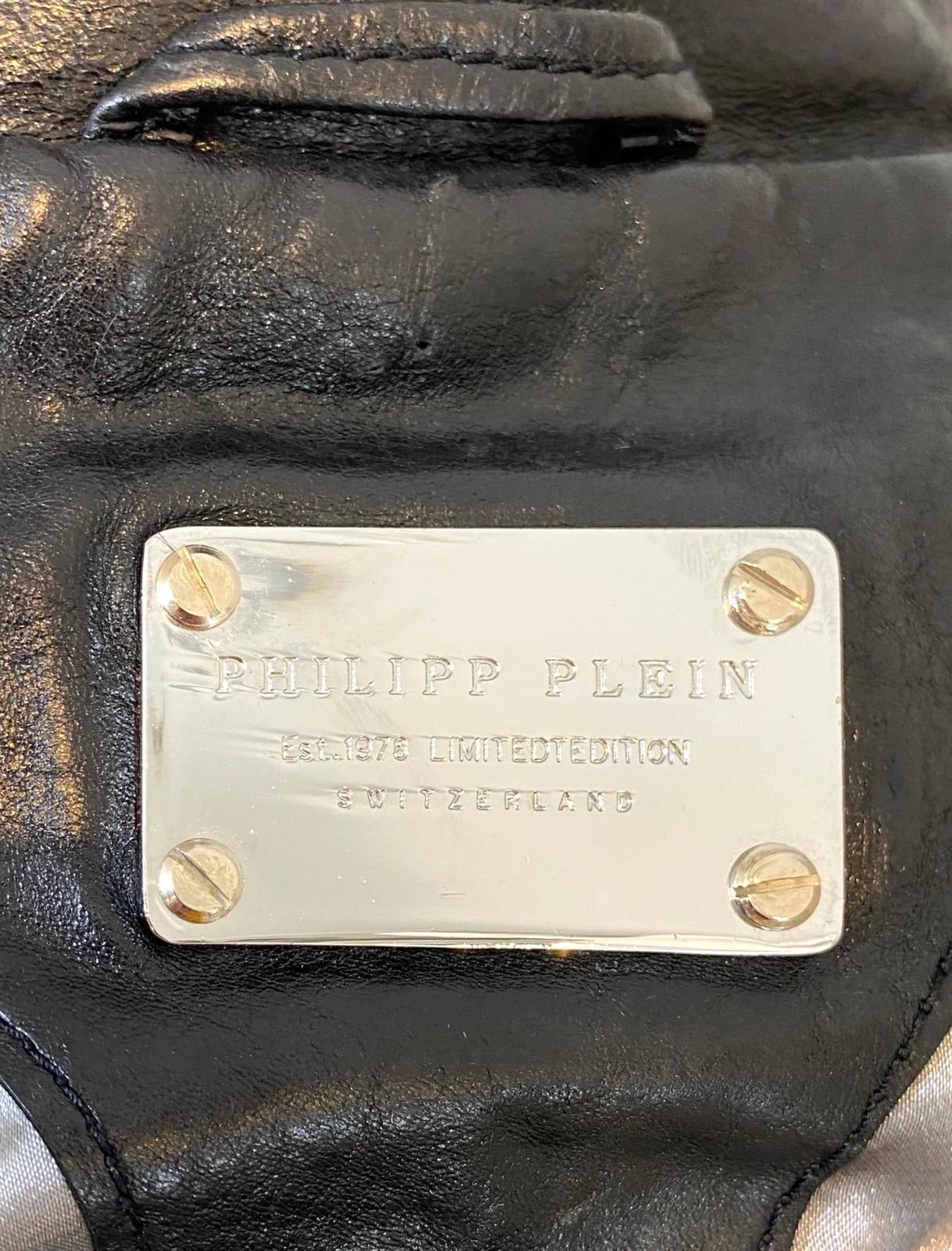 Philipp Plein Ltd Edition Logo Leather Trench Coat For Sale 4