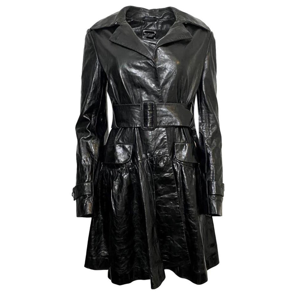 Philipp Plein Ltd Edition Logo-Leder-Trenchcoat im Angebot