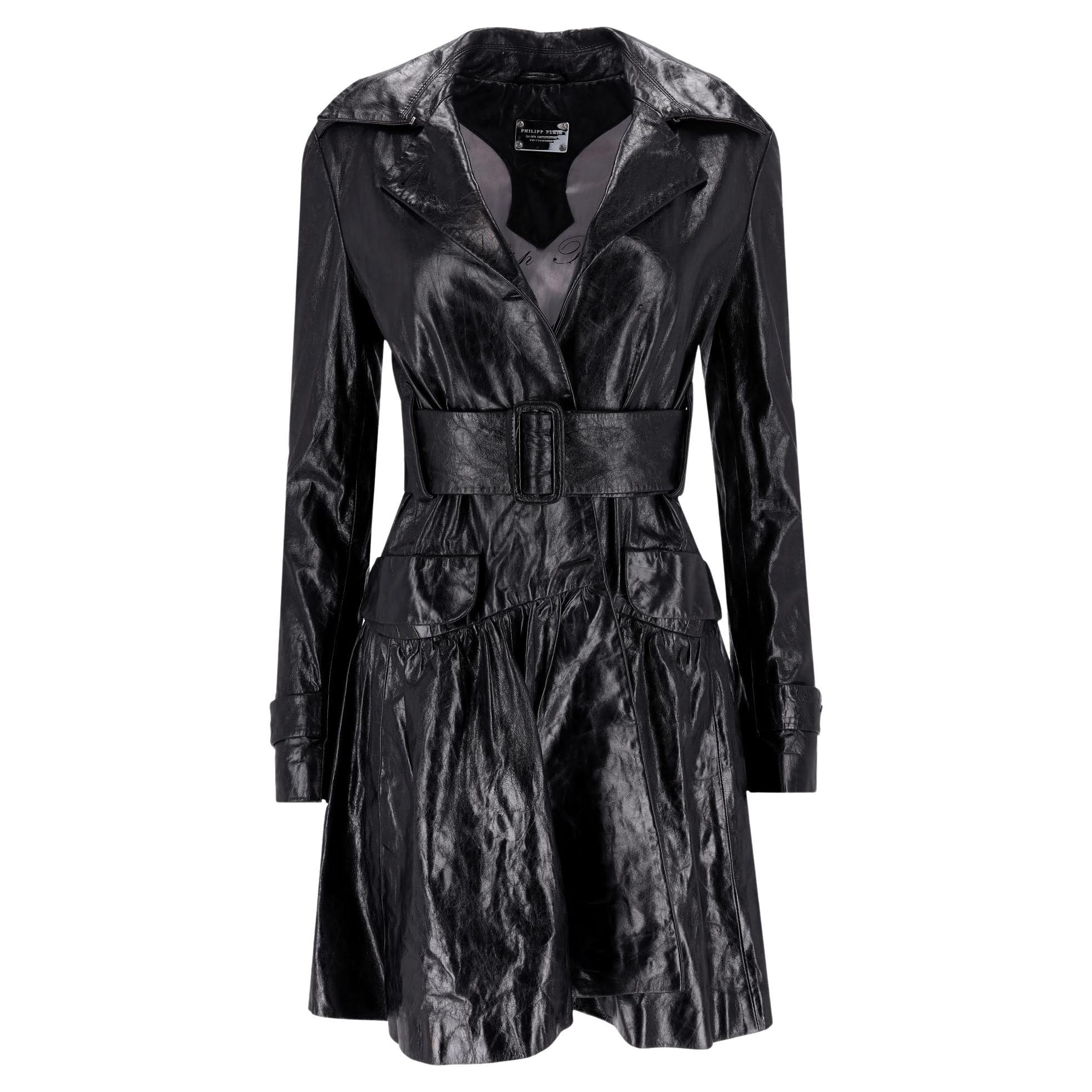 Philipp Plein Ltd Edition Logo Trench in pelle in vendita