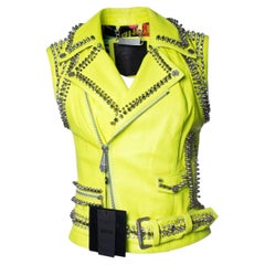 Philipp Plein, neon yellow leather vest with studs