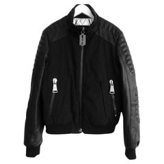 Philipp Plein Nylon & Leather Biker Jacket Black