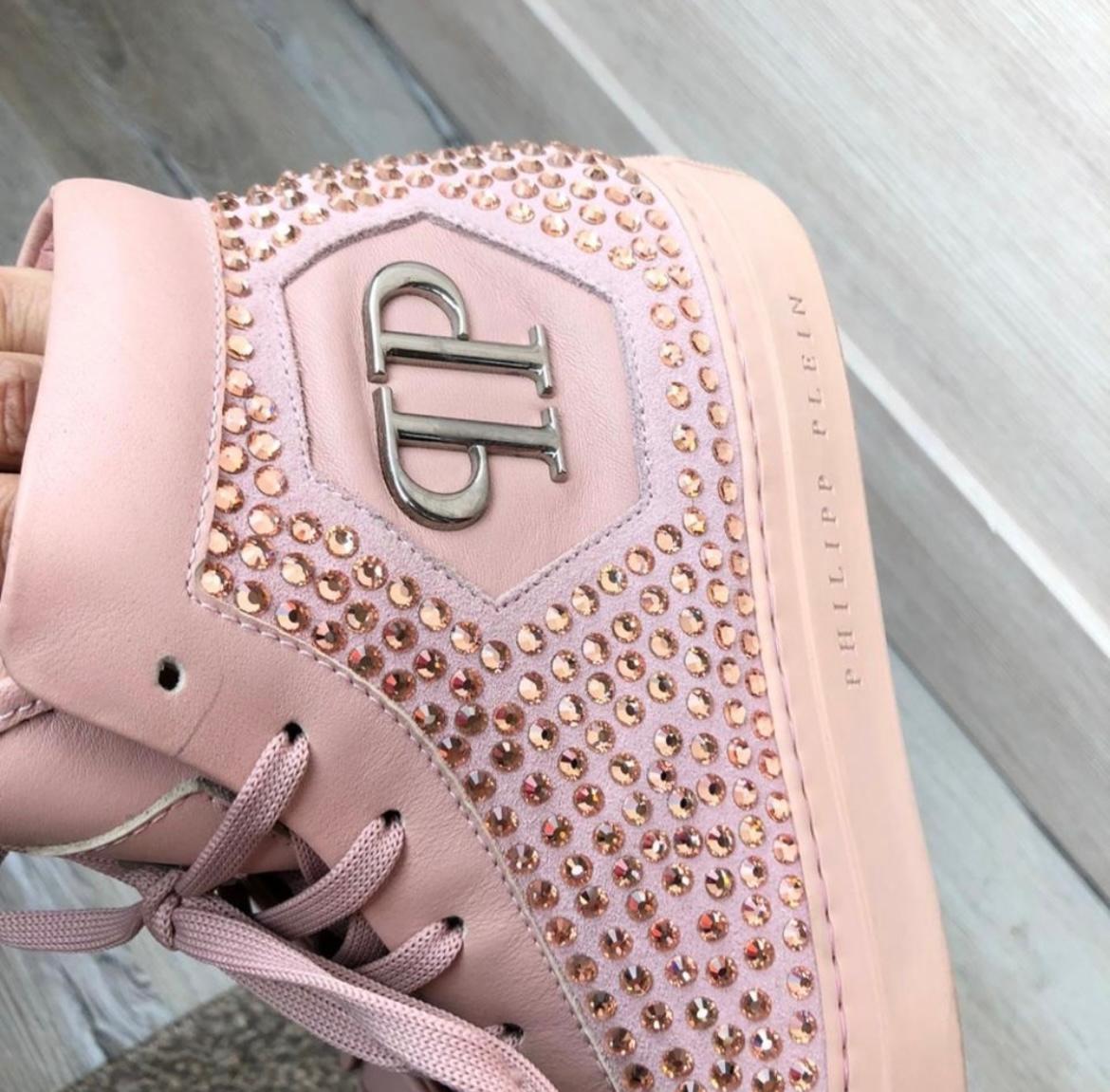 Philipp Plein rosa Kristalle Turnschuhe Größe 39 für Damen oder Herren im Angebot