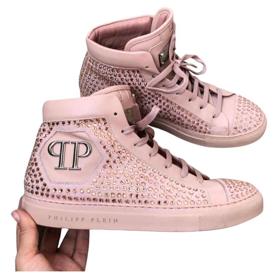 Philipp Plein rosa Kristalle Turnschuhe Größe 39 im Angebot