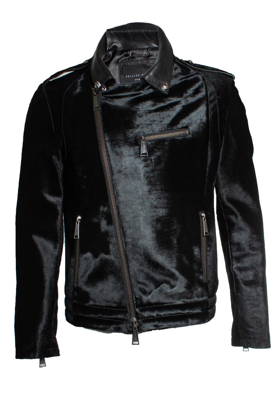 Philipp Plein, Ponyskin zipper jacket with metal hardware. The item is new - unworn. 

CONDITION: new - unworn

SIZE: L

MEASUREMENTS: length 66 cm, bust 53 cm, waist 51 cm, shoulder width 49 cm, sleeve length 64 cm

MATERIAL: ponyskin

CARE: