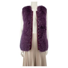 Philipp Plein Purple Fox Fur & Leather Embroidered Vest Size S