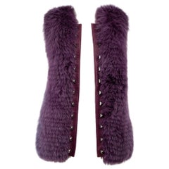 Philipp Plein Purple Fox Fur & Leather Embroidered Vest Size S