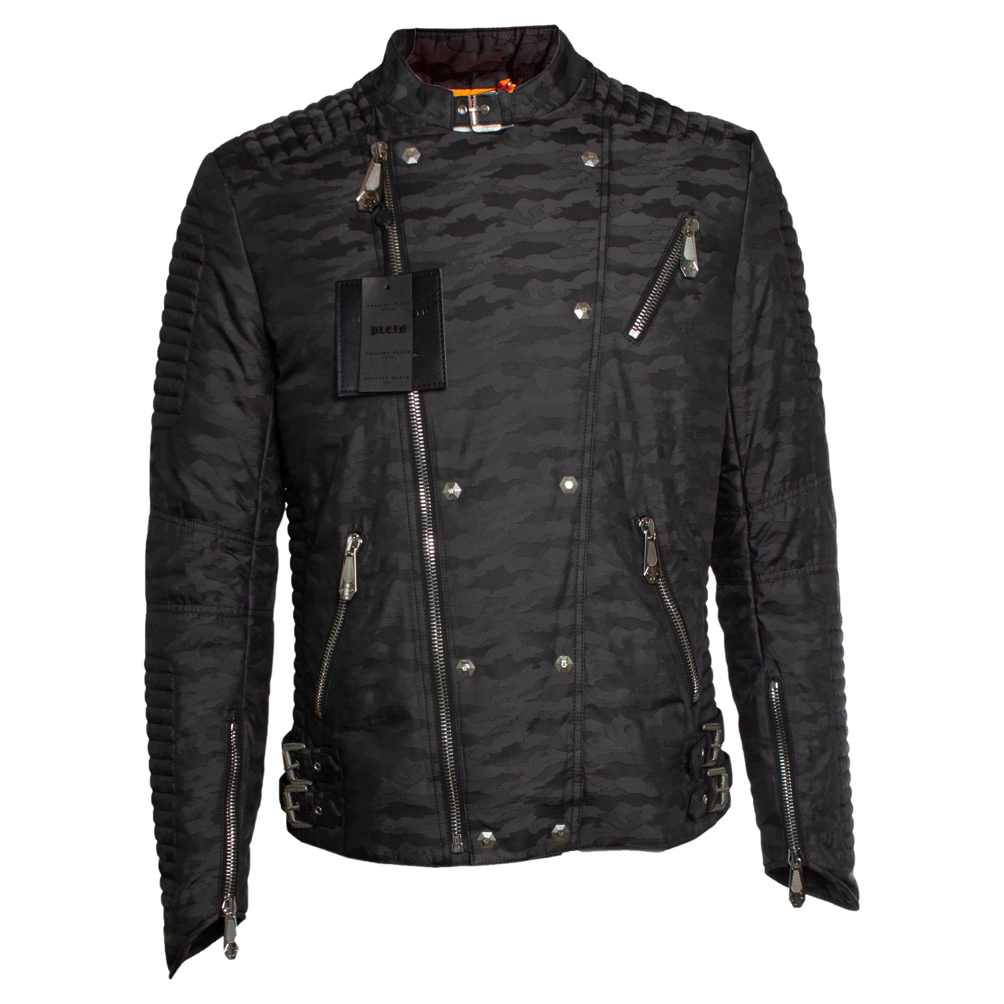 Philipp Plein, quilted biker jacket For Sale