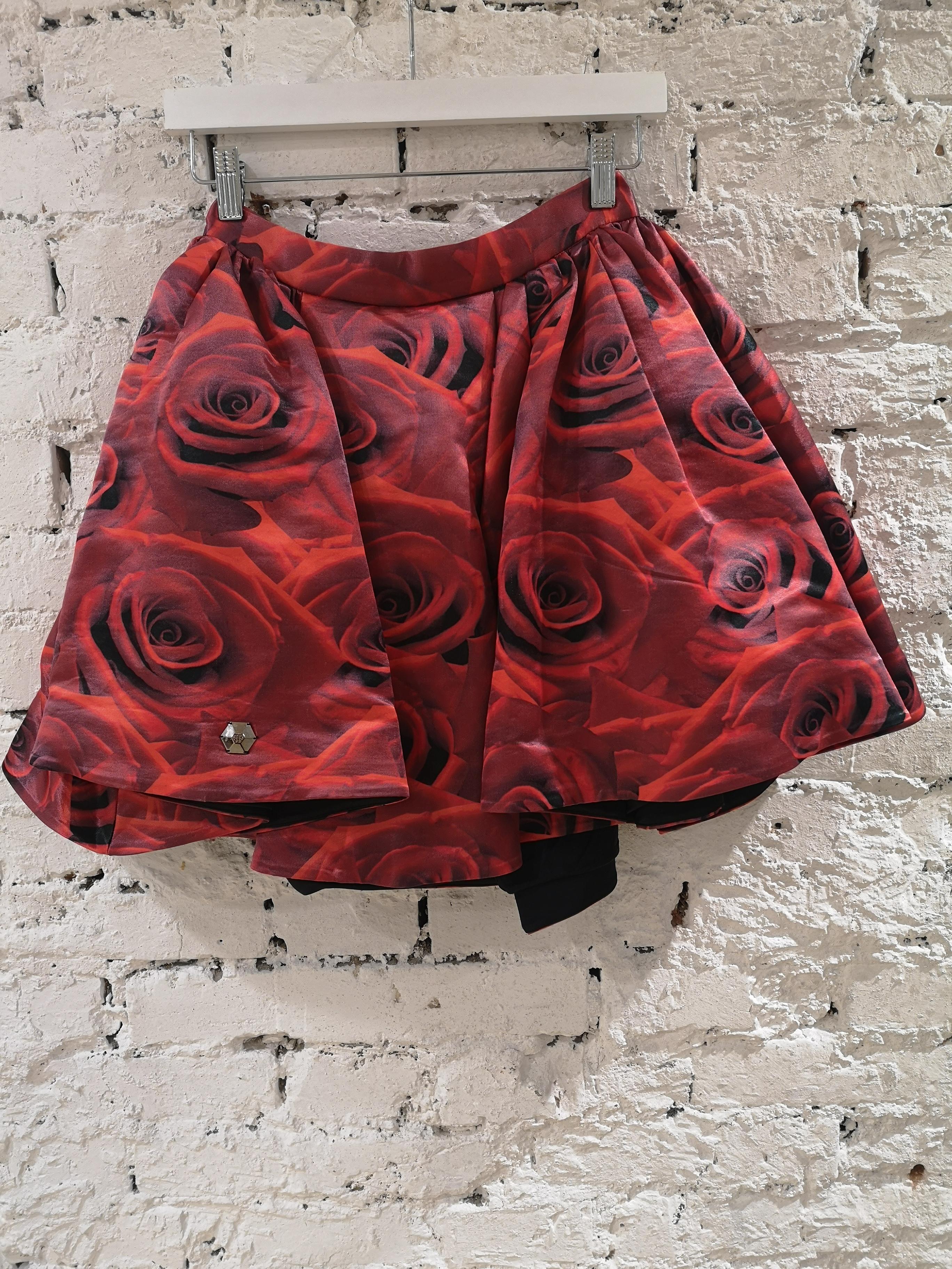 Philipp Plein red roses skirt For Sale 5