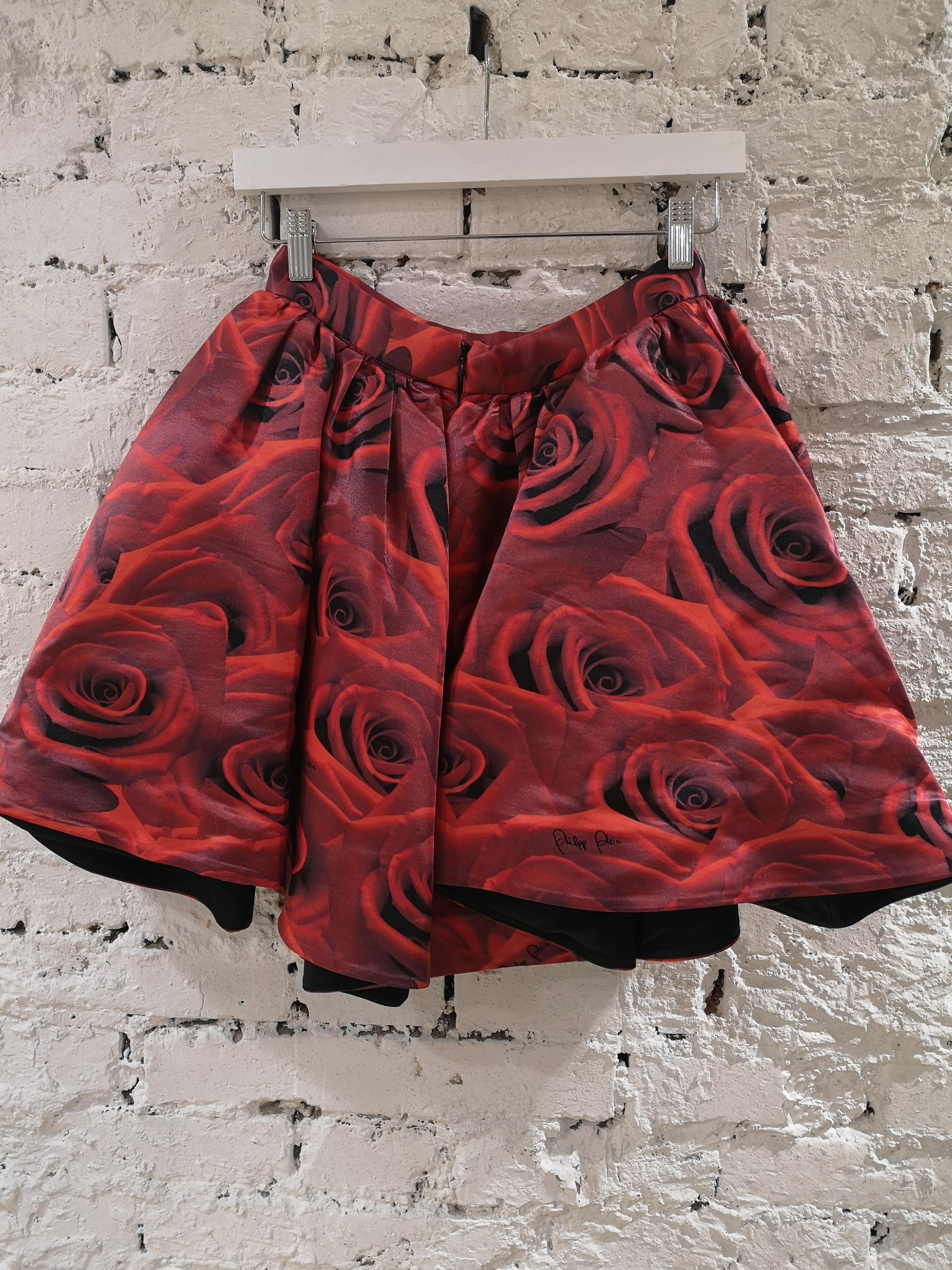 Philipp Plein red roses skirt For Sale 1