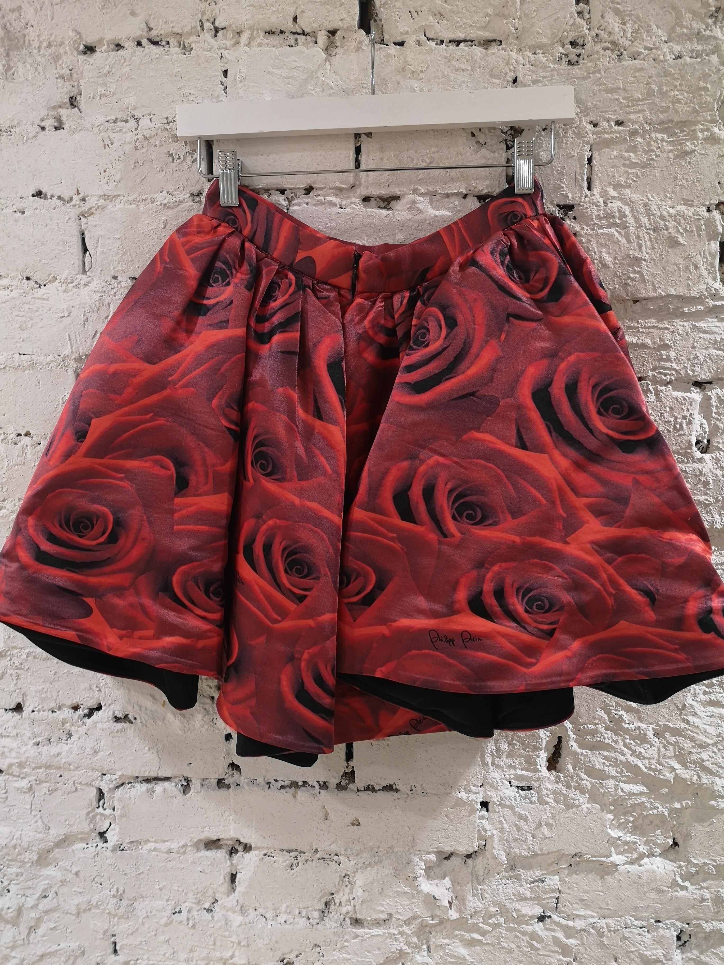 Philipp Plein red roses skirt For Sale 2