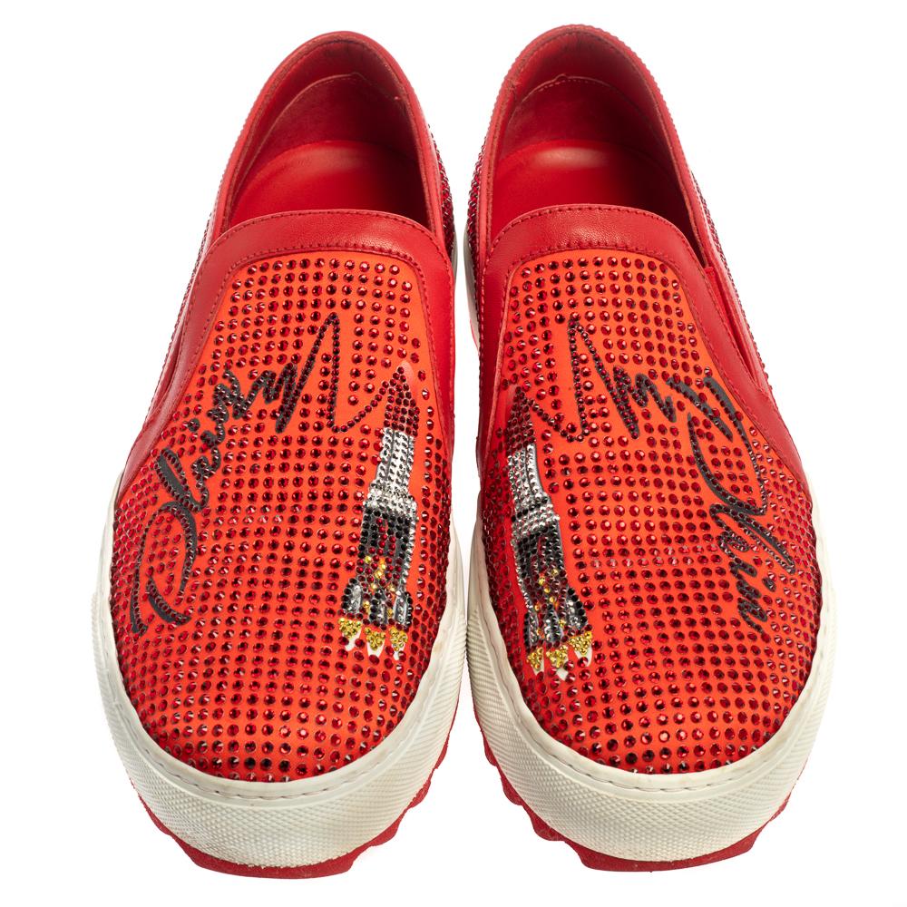We love how a good pair of sneakers can elevate even a simple look. Made in Italy from satin and leather, this striking pair by Philipp Plein is set in red and amplified with crystals, elastic inserts, and rubber soles.

Includes: Original Dustbag

