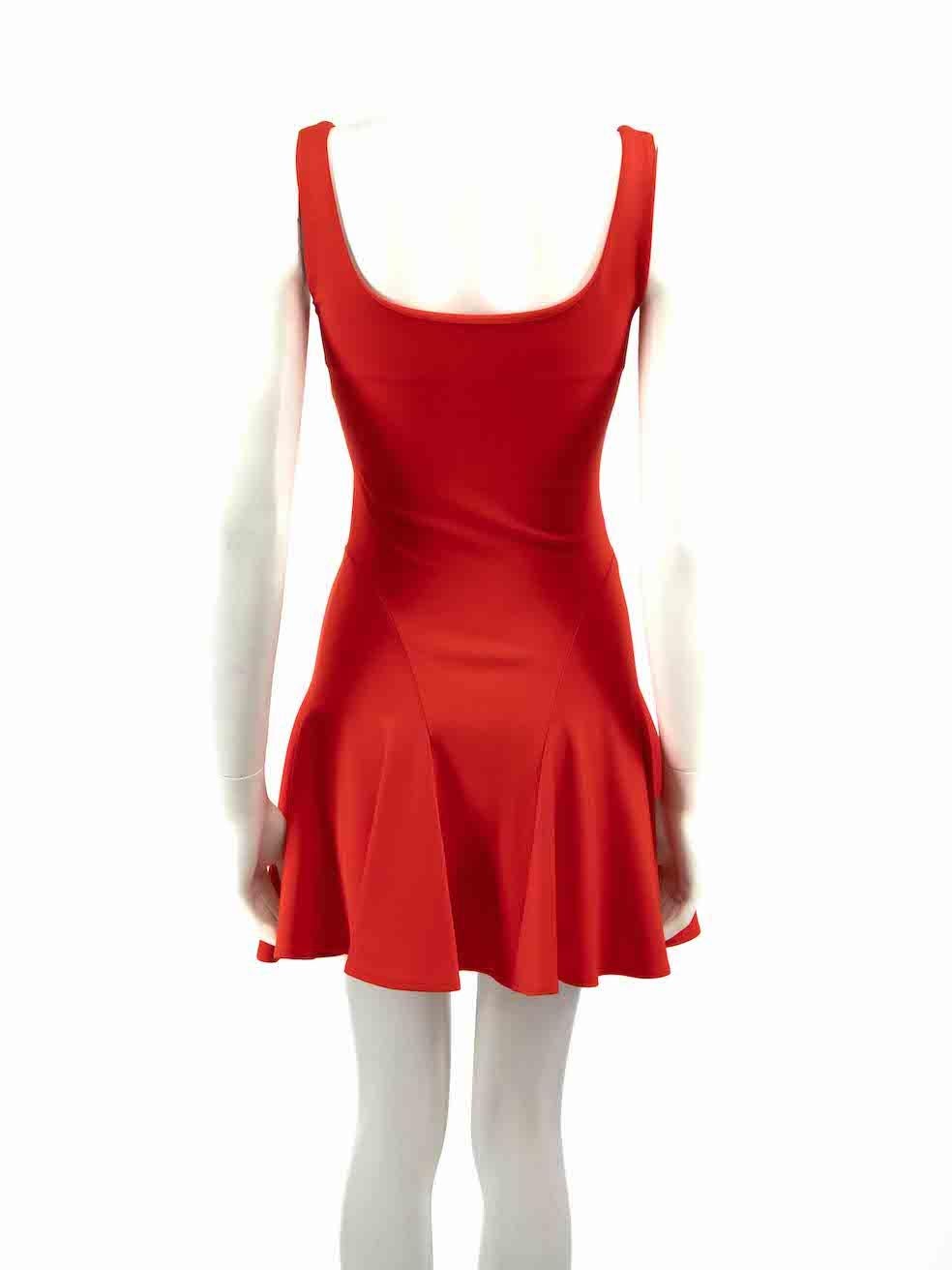 Philipp Plein Red Sleeveless Flared Mini Dress Size M In Good Condition For Sale In London, GB