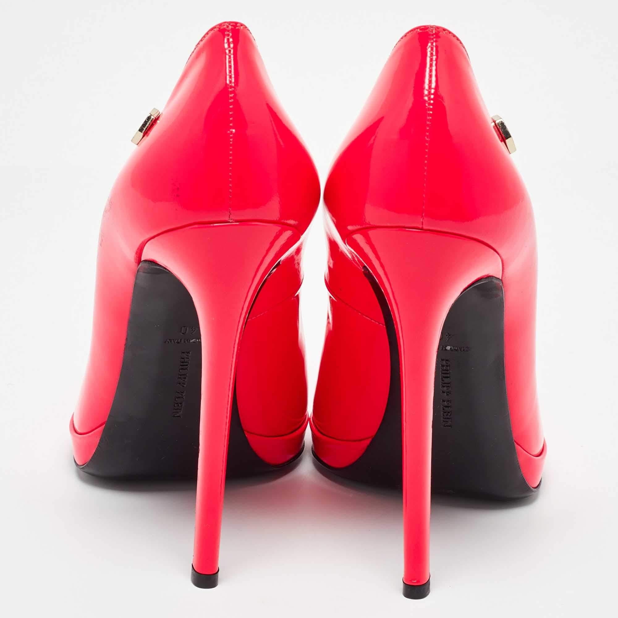Philipp Plein rose escarpins à bout pointu en cuir verni, taille 40 Pour femmes en vente