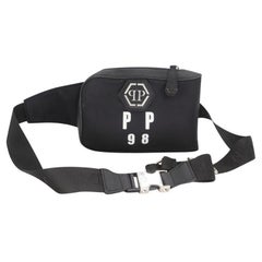 Philipp Plein Saffiano Leder 98 Logo Nylon Herren Gürteltasche mit Gürtel