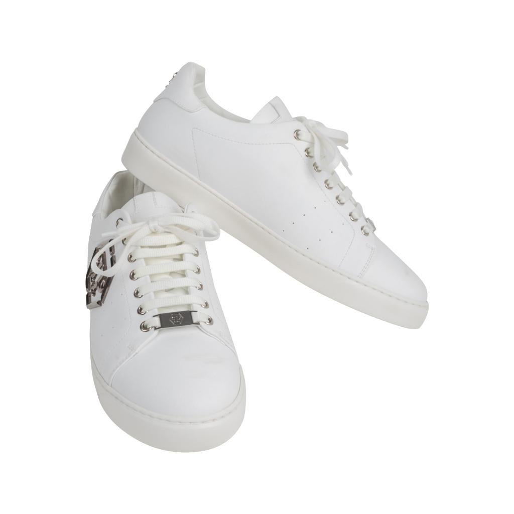 Philipp Plein Shoe Men's White Simpson Sneaker 42 / 9 In Good Condition In Miami, FL