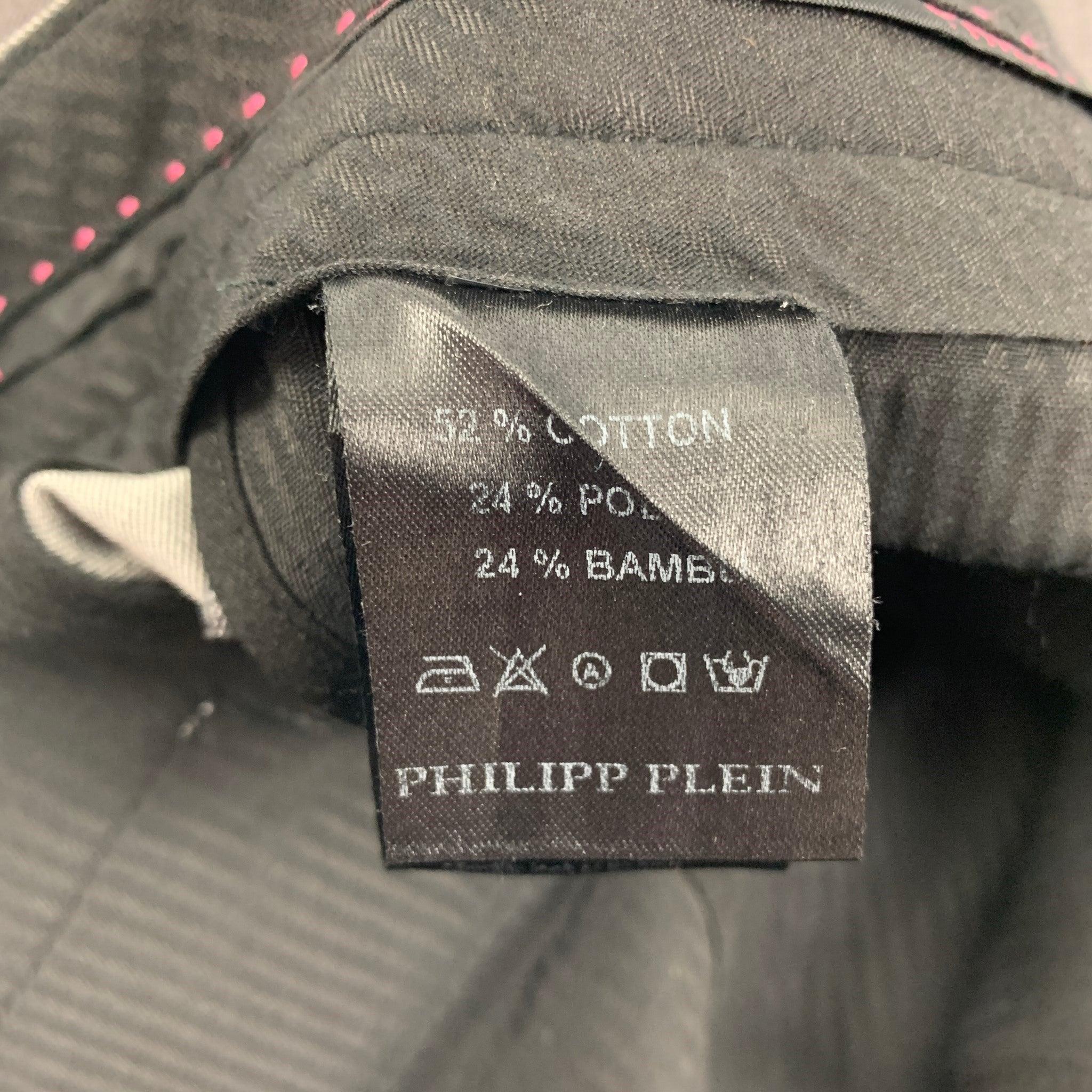 PHILIPP PLEIN Size 38 Light Gray Cotton Blend Single Button Suit For Sale 6