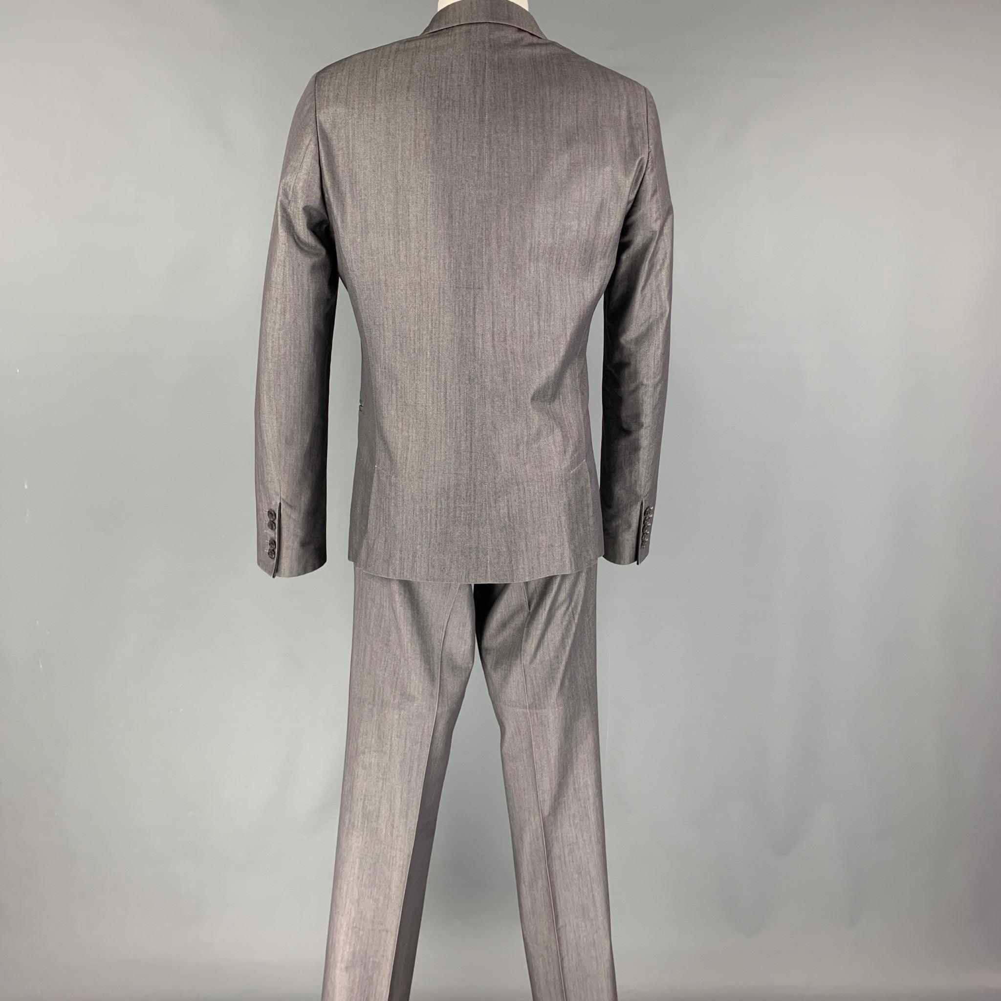 Costume PHILIPP PLEIN taille 38 gris clair en coton mélangé à un seul bouton Excellent état - En vente à San Francisco, CA