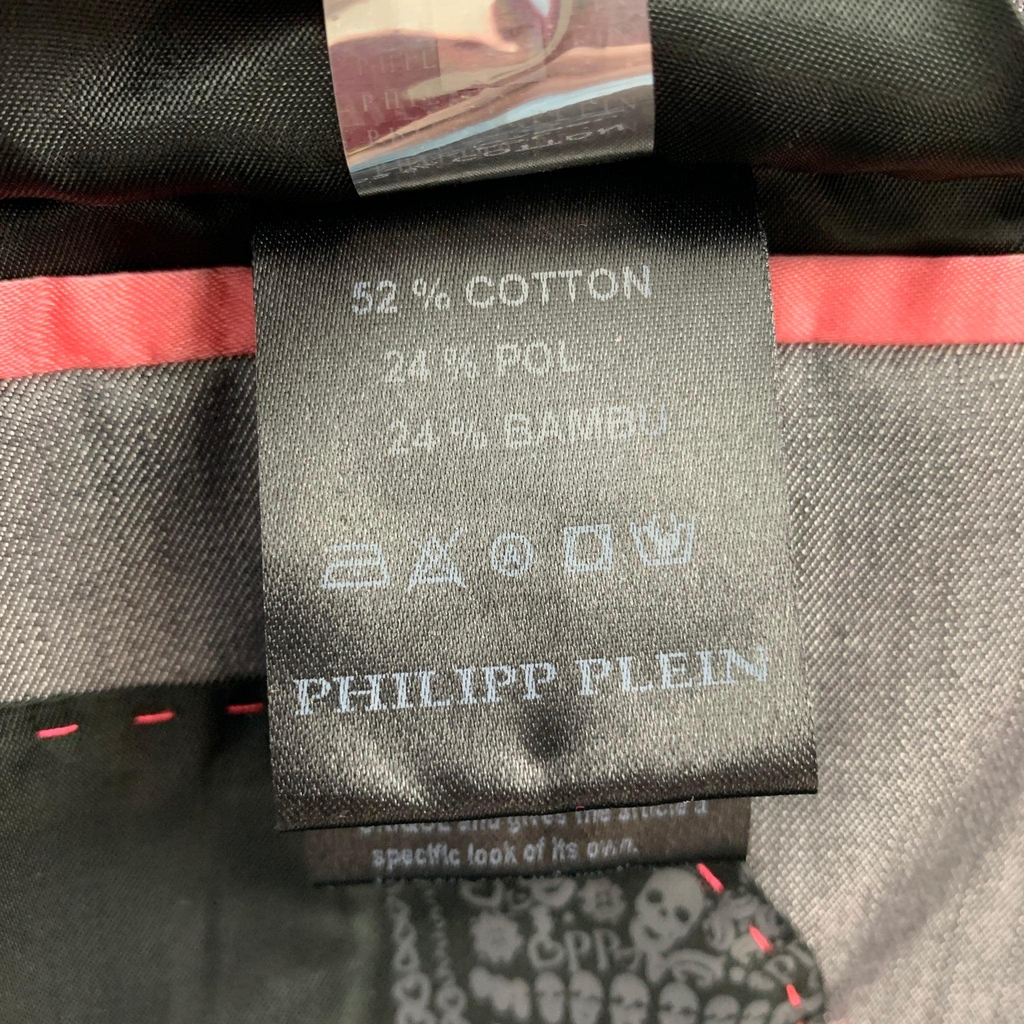 Costume PHILIPP PLEIN taille 38 gris clair en coton mélangé à un seul bouton en vente 3