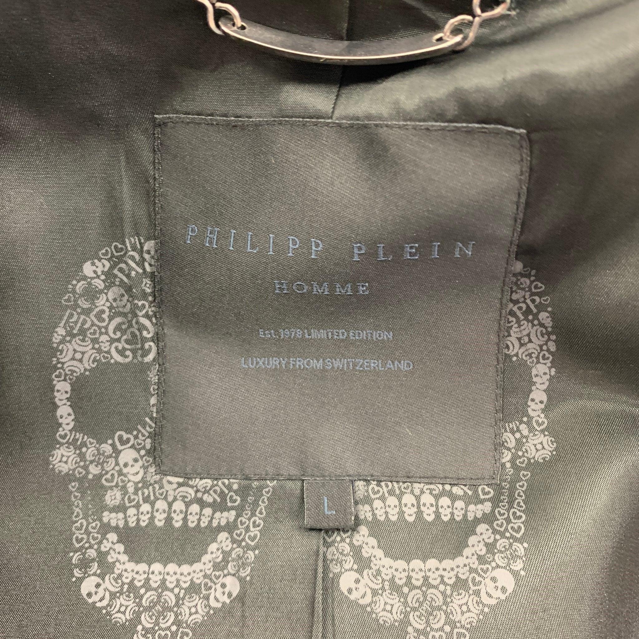 PHILIPP PLEIN Size 38 Light Gray Cotton Blend Single Button Suit For Sale 5