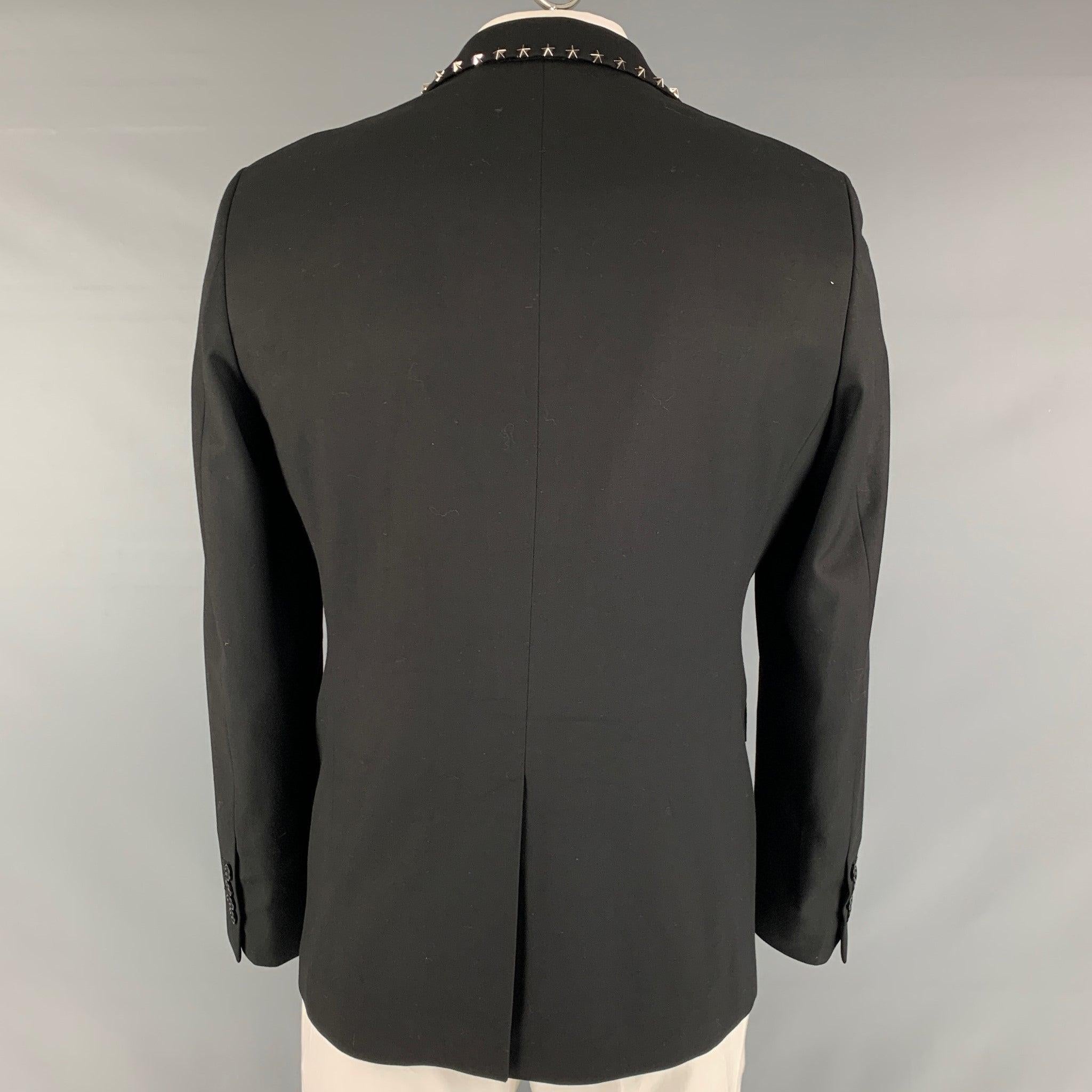 PHILIPP PLEIN Size 42 Black Studded Polyester Wool Sport Coat In Good Condition In San Francisco, CA