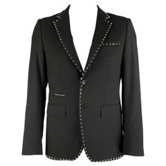 PHILIPP PLEIN Größe 42 Schwarzer Sportmantel aus Polyester und Wolle mit Nieten