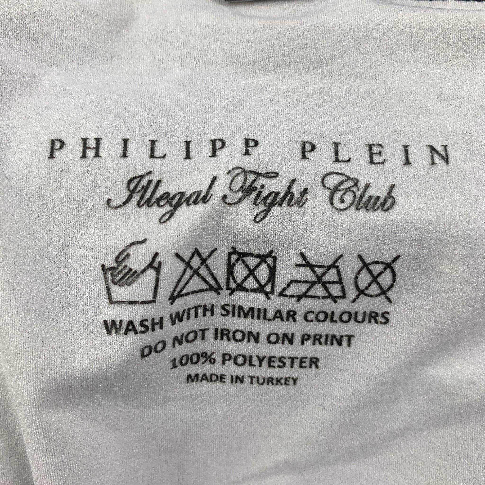 PHILIPP PLEIN Size M Black White Print Polyamide Drawstring Swim Trunks In Good Condition For Sale In San Francisco, CA