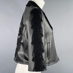 PHILIPP PLEIN Größe S Schwarz Spitze Totenköpfe Lammfell Jacke