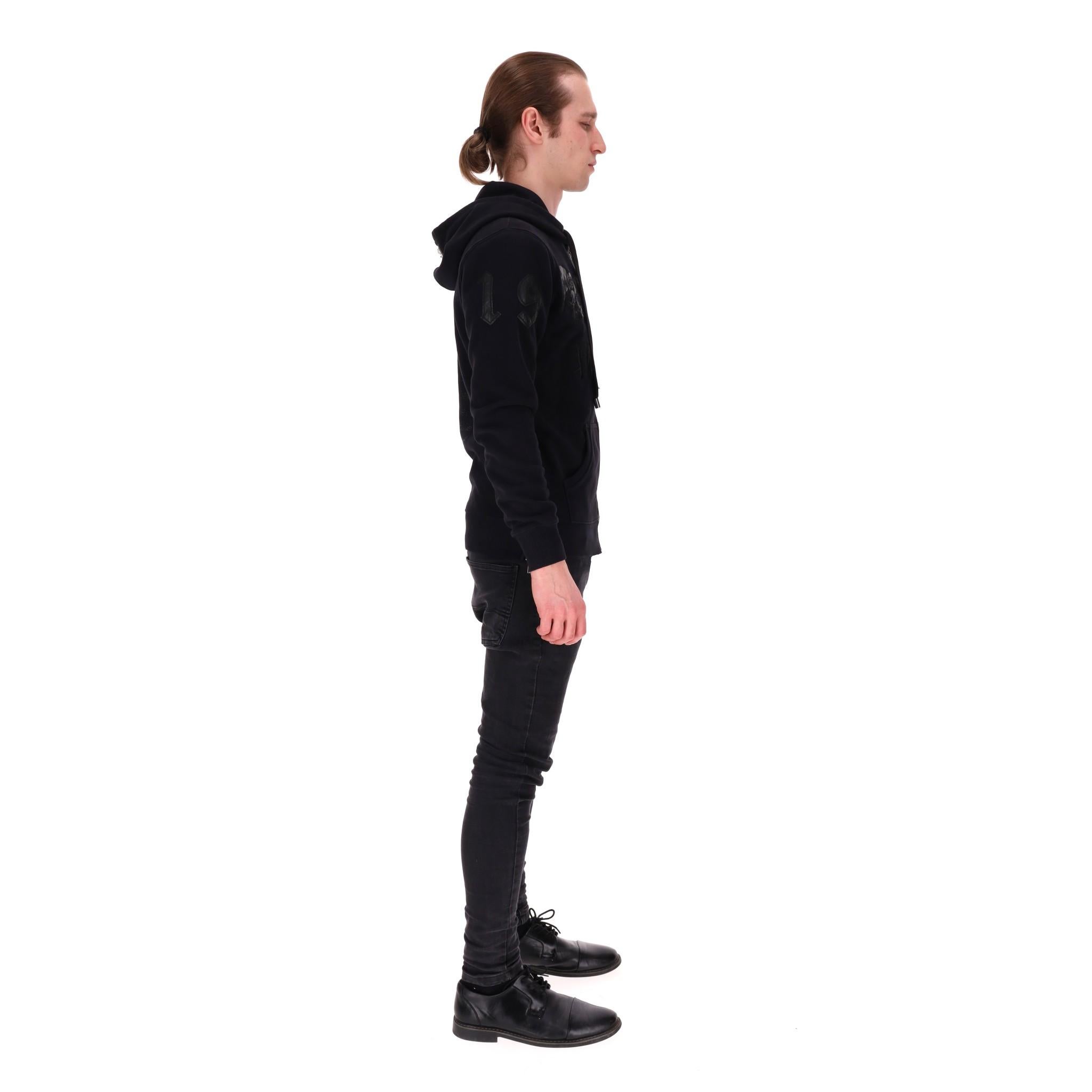 Black Philipp Plein Skull Detail Hooded Sweatshirt For Sale