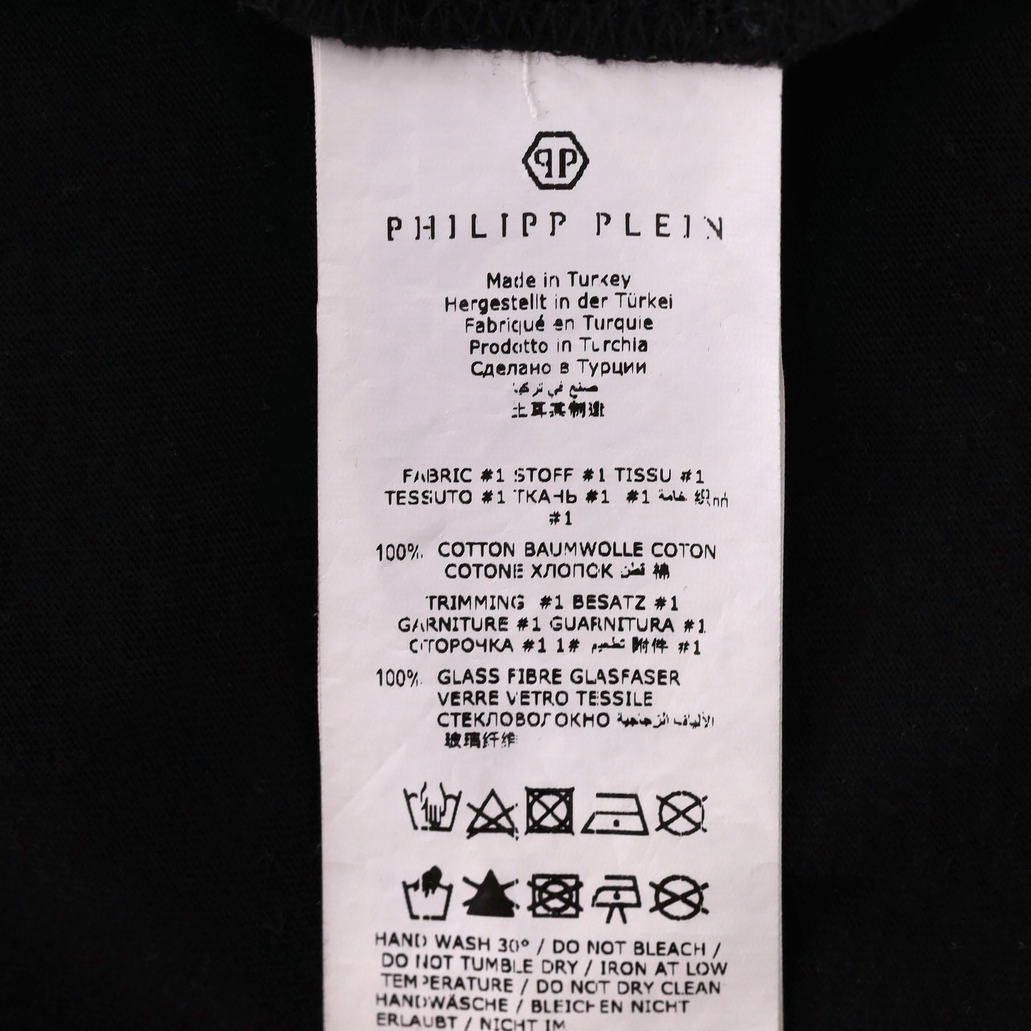 Philipp Plein Skull Logo Embellished Cotton T-Shirt For Sale 2