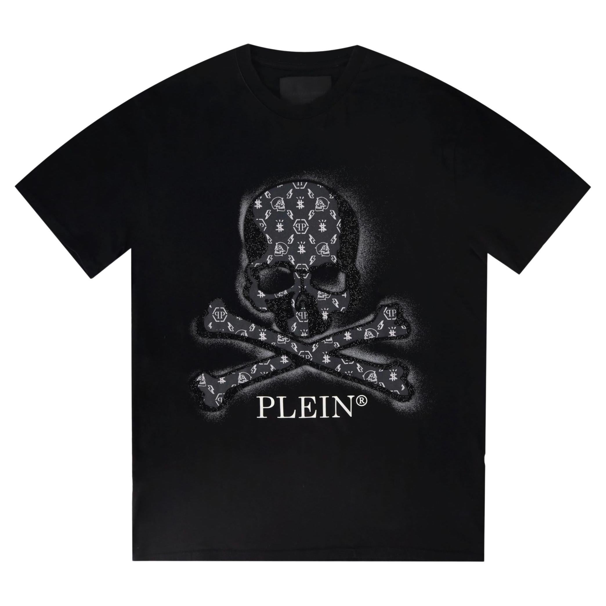 Philipp Plein Skull Logo Embellished Cotton T-Shirt For Sale