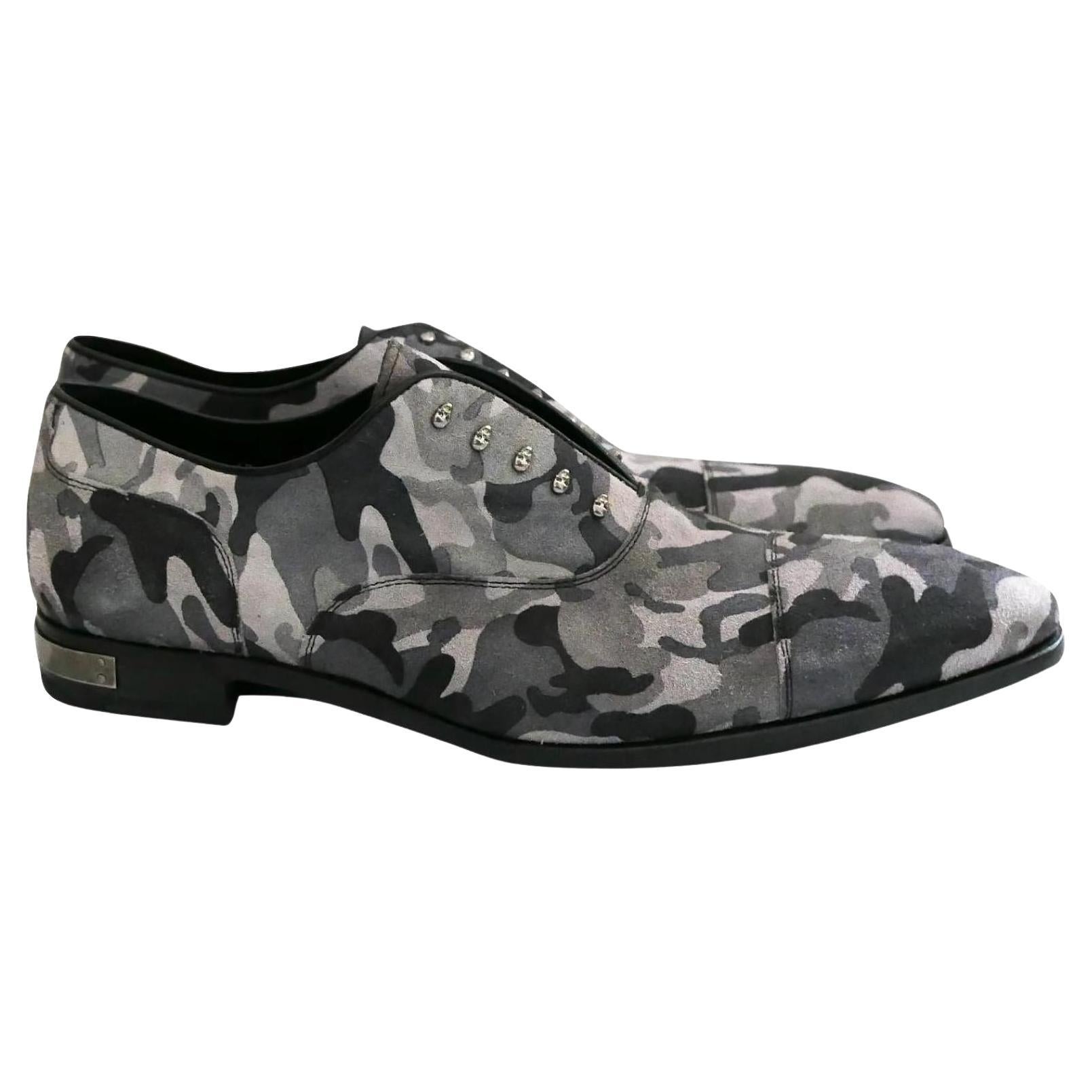 Philipp Plein SS14 - Chaussures de classe tête de mort camouflage en vente