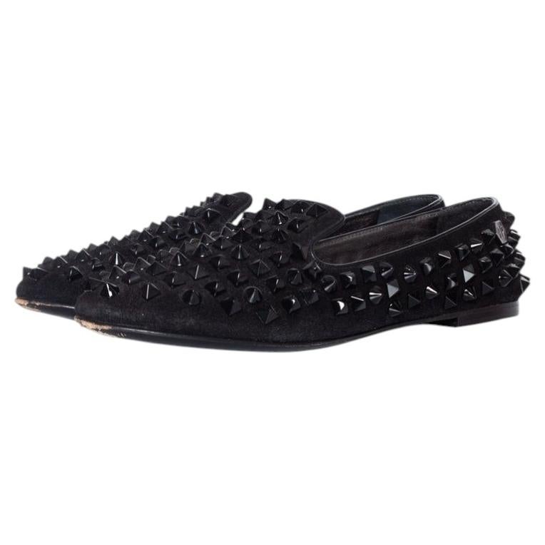 Philipp Plein, Nieten-Loafer aus Wildleder in Schwarz