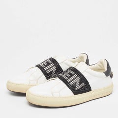 Philipp Plein White/Black Leather  Crystal Embellished  Sneakers Size 35