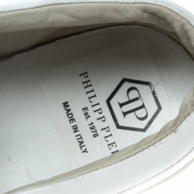 Philipp Plein Baskets pantoufles en cuir blanc taille 44 en vente 3