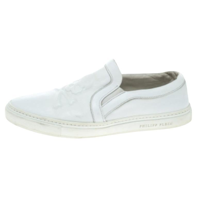 Philipp Plein Baskets pantoufles en cuir blanc taille 44 en vente