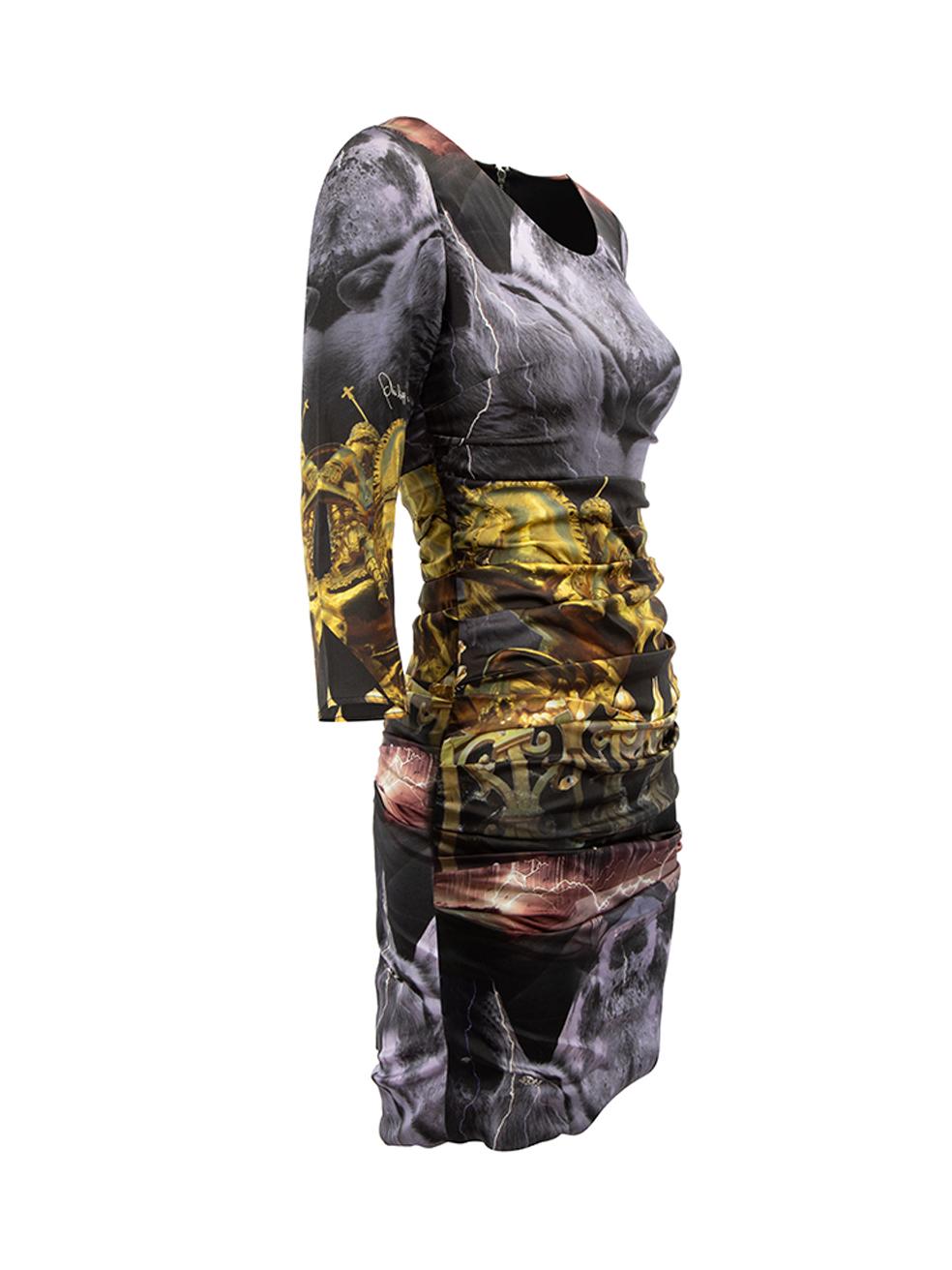 CONDITION is Very good. Minimal wear to dress is evident. Minimal wear to the outer fabric where lines to thread can be seen on this used Philipp Plein designer resale item. 

Details
Multicolour
Silk
Mini dress
Graphic print pattern
Round